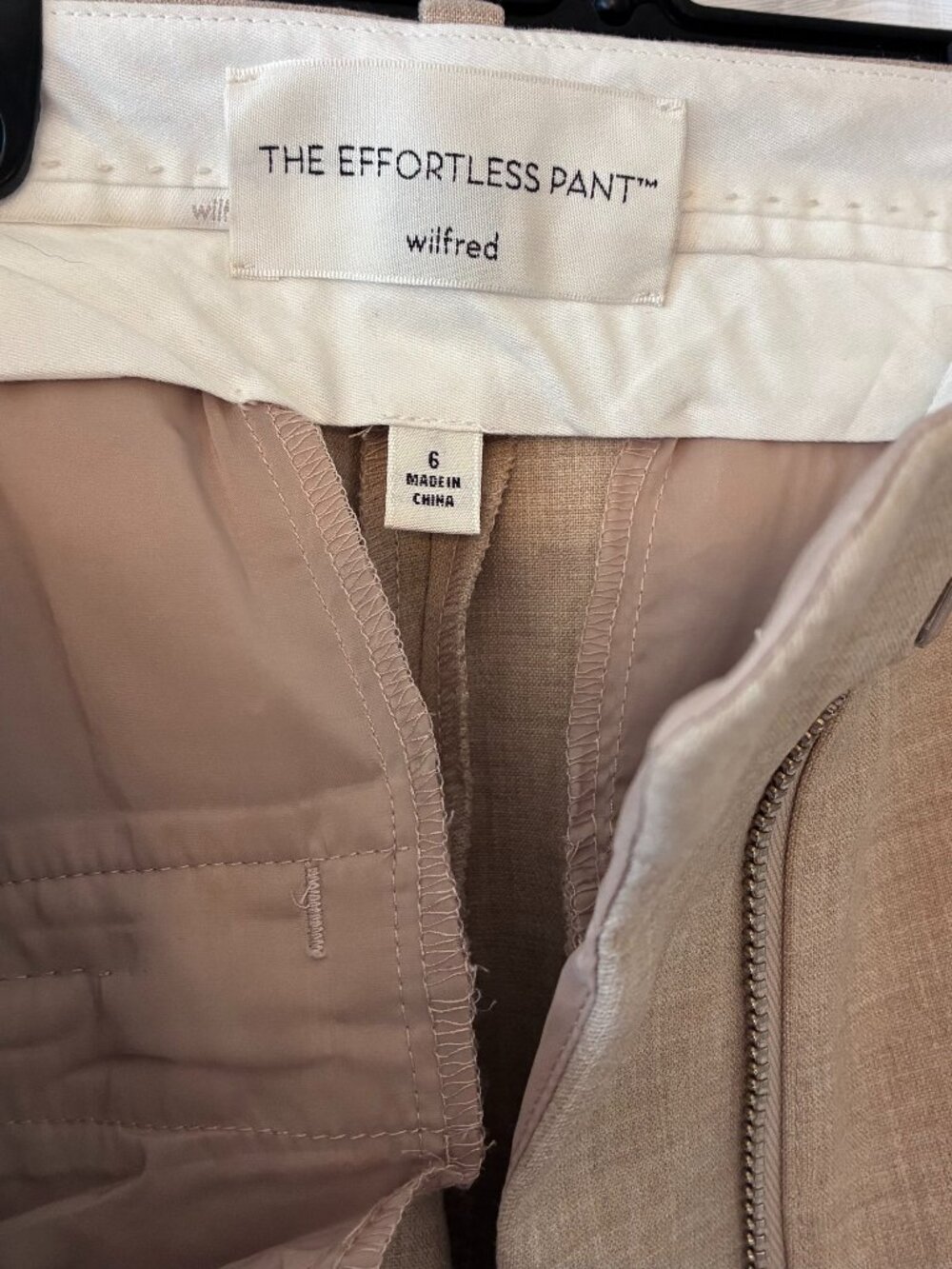 Wilfred The Effortless Pant, wide legged cropped, beige, SIZE 6